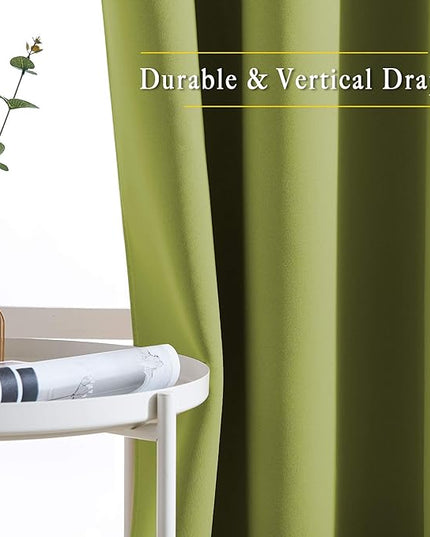 NICETOWN Green Blackout Curtains for Windows - Window Decoration Thermal Insulated Grommet Top Blackout Curtains/Panels/Drapes for Kid's Room (1 Pair, 52 x 45 inches in Fresh Green)