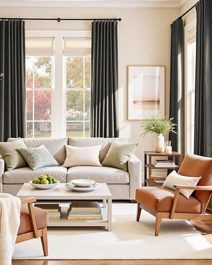Lazzzy Velvet Blackout Curtains Thermal Insulated Room Window Drapes Super Soft Luxury Curtains for Living Room Bedroom Rod Pocket 2 Panels, Grey, 42" W x 120" L
