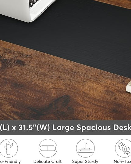 Tribesigns Modern Computer Desk, 63 x 31.5 inch Large Office Desk Computer Table Study Writing Desk Workstation for Home Office, Rustic/Black
