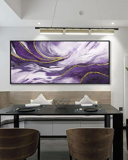 yiijeah Purple Wall Art - Abstract Canvas Wall Art Large Artwork for Living Room Purple and Gold Prints Decor Modern Wall Decor for Bedroom Office Picture Home Decor