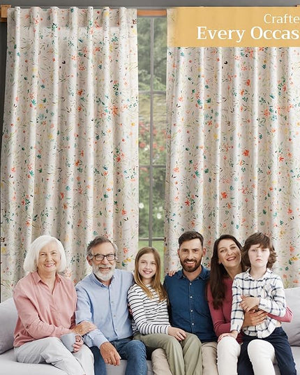 Maison d' Hermine Curtains for Living Room 100% Cotton 96 inch Length One Panel Light Filtering Curtains for Bedroom Windows with Rod and Loop Pockets Drapes (Colmar, 50" W x 96" L)