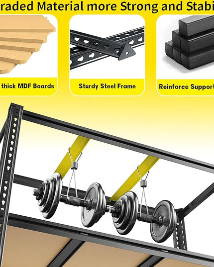48" W Garage Shelving Heavy Duty 3200LBS Garage Storage Shelving, 5 Tier Adjustable Metal Shelving Unit Utility Rack Shelf for Warehouse, Pantry, Closet, Kitchen 72" H x 48" W x 24" D, Black,2PCS