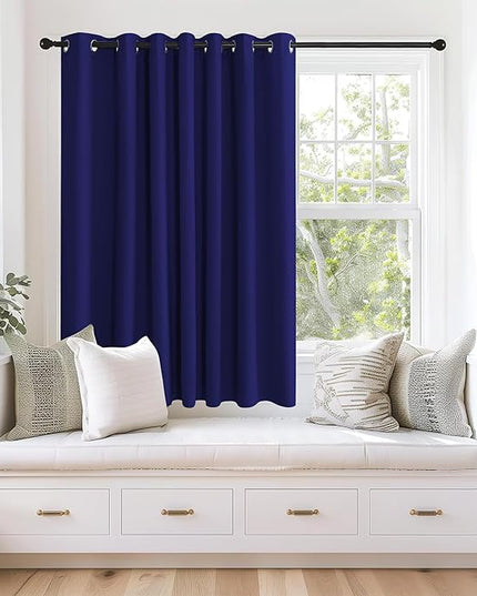 NICETOWN Blackout Curtains 63 inches Long for Living Room Bedroom, Grommet Thermal Insulated Room Divider Drape Window Treatment for Sliding Patio Door, W100 x L63, 1 Panel, Navy Blue