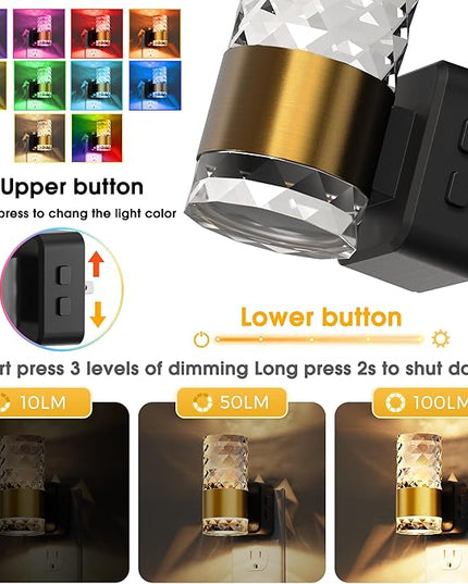 L LOHAS LED Night Light, Night Lights Plug into Wall, 10-Color RGB Change Nightlights,10/50/100LM Adjustable Automatic Nightlights Plug in with Dusk to Dawn Sensor for Room Bathroom Hallway