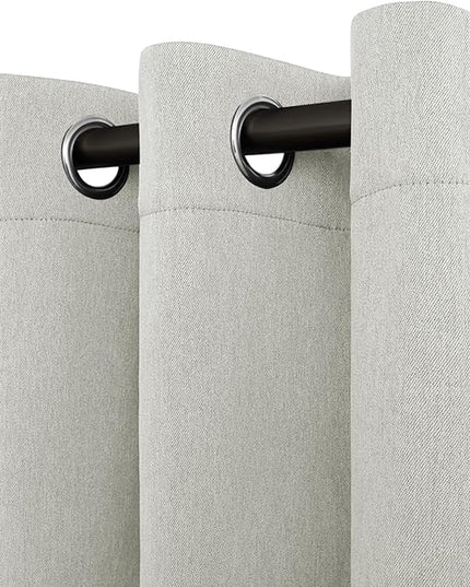 Easy-Going Linen Look Blackout Curtain 96 Inch Length Grommet Window Curtain Drapes for Bedroom, Living Room Thermal Insulated Room Darkening (Set of 2 Panels, Light Gray)