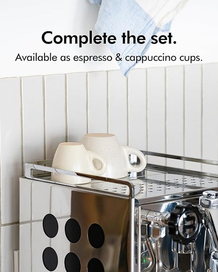 KIVY Cappuccino cups set [4x 8oz] - Thick-walled stoneware cappuccino cup set for latte art - Cappuccino coffee cups - Tazas de cafe - Latte cups - Ceramic latte art cup and saucer set of 4