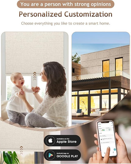 Kincmo Motorized Blinds with Remote,100% Blackout Motorized Roller Shades Work with Apple Homekit,Alexa,Google, Custom Electric Blinds with App,Voice Control (Classic Warm)