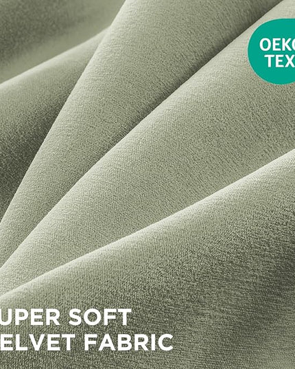 Joydeco Sage Green Velvet Curtains 84 Inches 2 Panels, Luxury Thermal Insulated Soft Green Curtains for Bedroom & Living Room, Room Darkening Velvet Drapes, Rod Pocket (52W x 84L)