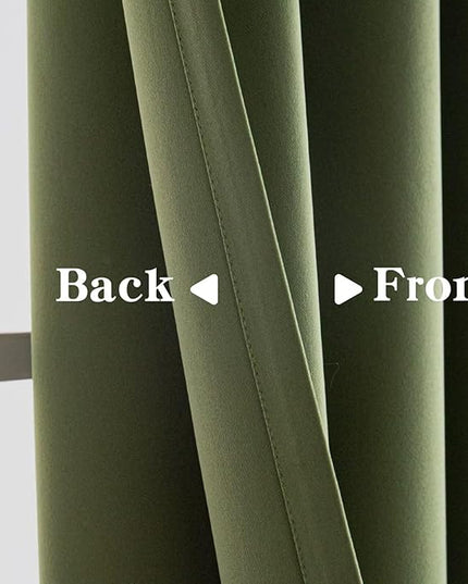 Olive Green Curtains 84 Inch Length 2 Panels Set, Light Filtering Curtains for Living Room 84 Inch Long, Grommet Energy Saving Semi Sheer Drapes for Bedroom Window(W52 x L84)