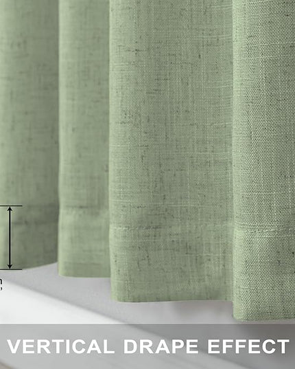 Pitalk Sage Green Curtains 5 FT Wide by 84 Inches Long for Bedroom 2 Panel Back Tab Pocket Sheer Linen Large Drape Light Filtering Extra Wide Curtain for Living Room Dining Hall Hallway 60x84 Length