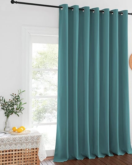 NICETOWN Blackout Curtains for Sliding Glass Door Room Divider Noise Reduce Curtain Panel Portable Window Screen Sliding Partition, W100 x L102 inches, 1 Panel, Sea Teal