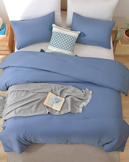 ROSGONIA Twin/Twin XL Comforter for College Girls Boys Slate Blue, 1 Comforter & 1 Pillowcase All Season Kids Comforter Sets Lightweight Dorm Bedding