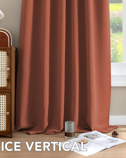 H.VERSAILTEX Blackout Curtains Thermal Insulated Window Treatment Panels Room Darkening Blackout Drapes for Living Room Back Tab/Rod Pocket Bedroom Draperies, 52 x 96 Inch, Orange, 2 Panels