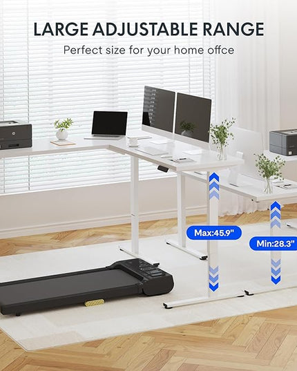 FLEXISPOT L Shaped Standing Desk, 63 x 55 Inch Electric Height Adjustable Corner Desk, Sit Stand Computer Workstation, Preset Controller, Home Office, White Frame with White Top, White Drawer