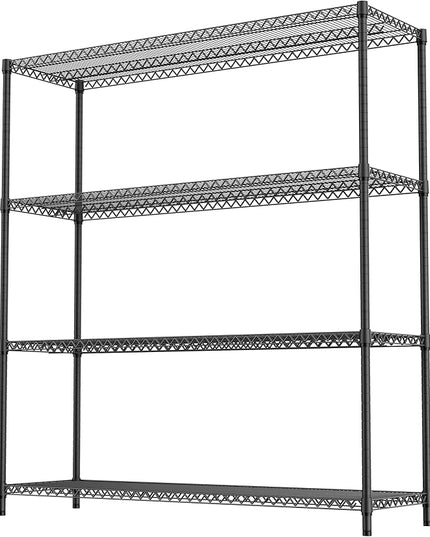 4 Tiers Storage Shelves Load 2640LBS, Metal Shelving Wire Metal Shelving Unit Shelves for Storage Adjustable Garage Shelving for Pantry Kitchen Garage Black 17.7" D x 59.1" W x 70.4" H