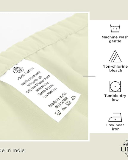 Linen Home 100% Cotton Percale Pillowcases King Size, Cream, 2 Pieces of Pillow Case, Crisp and Cool Strong Bed Linen, 20 inches X 40 inches