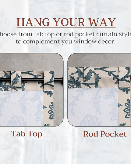 Maison d' Hermine Curtains for Living Room 100% Cotton 108 inch Length One Panel Light Filtering Curtains for Bedroom Windows with Rod and Loop Pockets (Artisan Love Norwegian Blue, 50" W x 108" L)