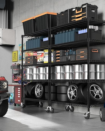 Garage Shelving 5 Tier Industrial Metal Shelving Units for Commercial, Basement, Pantry, Warehouse, School, Black Heavy Duty Easy Assembly 23.6" D x 53.2" W x 73.6" H