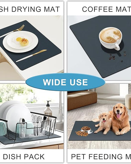 Coffee Maker Mat for Countertops, Coffee Bar Accessories Fit Under Coffee Machine Mat, 19"x12" Rubber Backed Coffee Pots, Table Mat under Appliance, Dish Drying Mat, Marble Navy for Kitchen Counter