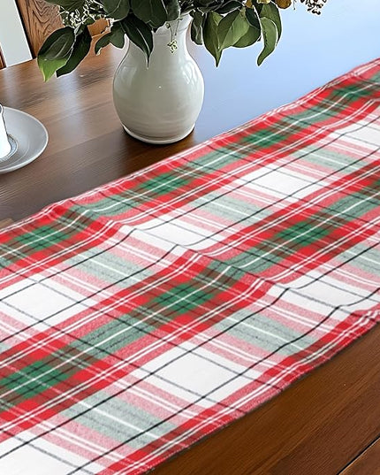 Urban Villa Christmas Table Runner Christ Check Table Runner 14”x72” 100% Cotton Over Sized Runner Heavier Quality Table Runner for Christmas Celebrations Dining Wedding Dinner Parties Everyday Use