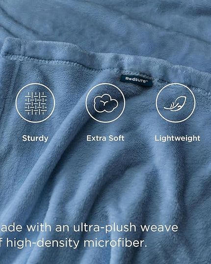 Bedsure GentleSoft Fleece Blankets King Size Washed Blue - Bed Blanket Soft Lightweight Plush Cozy Fuzzy Luxury Microfiber, 108x90 inches
