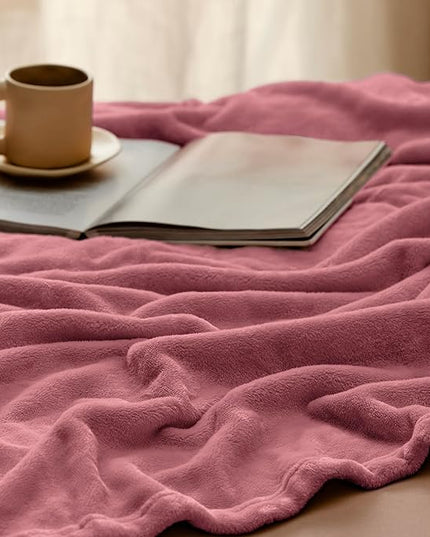 Bedsure GentleSoft Fleece Bed Blankets Queen Size Dusty Rose - Soft Lightweight Plush Fuzzy Cozy Luxury Blanket Microfiber, 90x90 inches