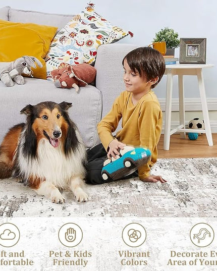 Modern Abstract Area Rug 3x5 Non Slip Non Shedding Rug Low Pile Stain Resistant for Bedroom Living Room,Taupe/Beige