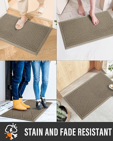 Sturdy Front Door Mat, Absorbent Muddy Dirt Resist Welcome Door Mats Outdoor Indoor, Stain and Fade Resistant, Non-Slip Rubber Backing Low Profile Doormat for Entryway, 72×24, Beige