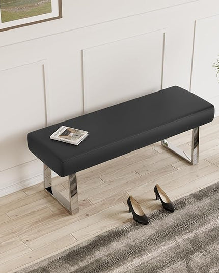 JIEXI Bedroom Bench Bed end upholstered Bench Indoor Corner Small Footstool with Metal Legs, for Kitchen entryway Dining Room and Living Room Window, Plant Bench