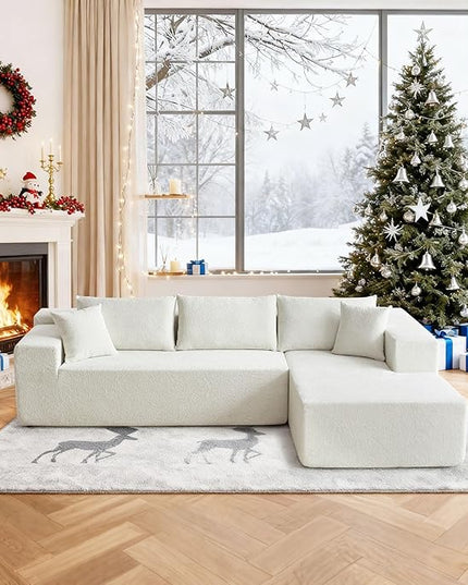 103.54'' Sectional Sofa, Raindrop Velvet Fabric L Shaped Sofa, 4 Seat Modern L Shape Couch with 2 Pillows Left Hand Lounge for Living Room, Office