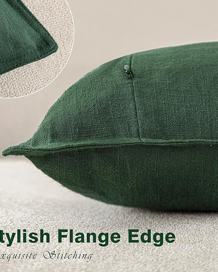 Foindtower Set of 2, Decorative Linen Soild Throw Pillow Covers Soft Accent Euro Cushion Case Farmhouse Neutral Pillowcase for Chair Couch Sofa Bedroom Living Room Home Decor 16 x 16 Inch Pine Green