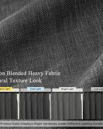 YZ HOME Dark Grey Pinch Pleated Linen Blackout Curtains 84 Inch Length 2 Panels for Bedroom Living Room Darkening Thermal Insulated Farmhouse Back Tab Pinch Pleat Drapes with Hooks