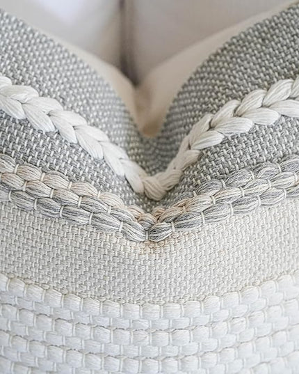 BlissBlush Decorative Lumbar Throw Pillow Cover 14x24 Boho Gray Accent Cushion for Couch Sofa Farmhouse Pillowcase for Bedroom Living Room Home Décor Cover ONLY