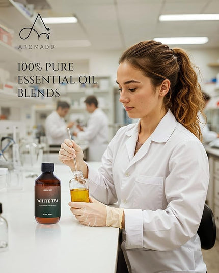 Aromadd White Tea Diffuser Oil Inspired by Luxury Hotel Scent, Essential Oils for Waterless Diffuser, White Tea & Bergamot, Long-Lasting & Natural Home Fragrance - 6.76 fl oz (200 mL)