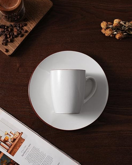 famiware Venus Coffee Mugs for 4, 12 oz Mug Set, Dringking Cup with Handle for Coffee, Tea, Cocoa, Milk, White