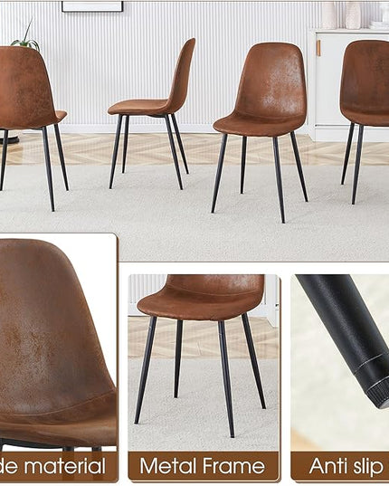 Dinner Table Set for 6, Modern 55'' Wood Dining Table with Fabric Dining Chairs Set of 6,Dining Room Sets for 6,Ideal for Kitchen Dining Room