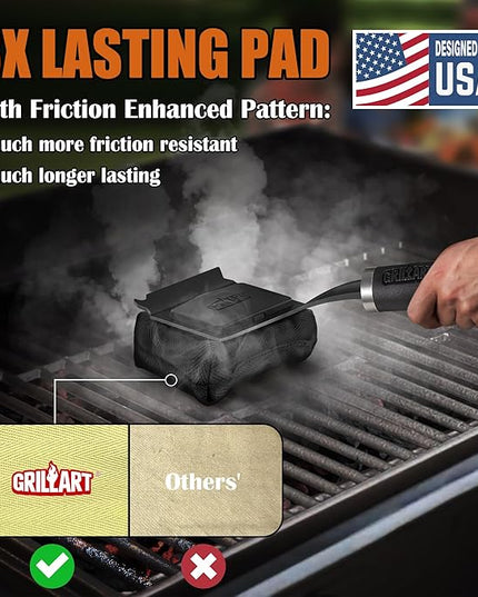 GRILLART Bristle Free Grill Brush Kit, Reinforced Outdoor Grill Brushes, Safe Cleaning Tools with Replaceable Heads, Grill Scraper BBQ Accessories, Men/Dad Gifts