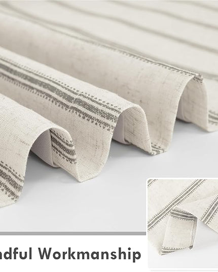 DriftAway Farmhouse Linen Blend Blackout Curtains 45 Inches Long for Bedroom Vertical Striped Printed Grommet Curtains Thermal Insulated Lined Treatments for Living Room 2 Panels W52 x L45 Gray