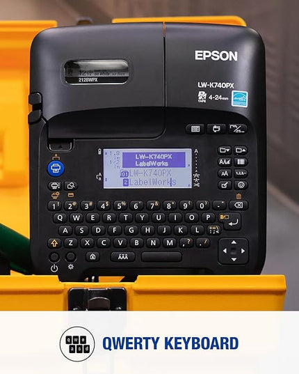 LABELWORKS Epson LW-K740PX Industrial Handheld Label Maker for Office Home & Healthcare – Custom Durable Identification and Organization Labels - Full Kit