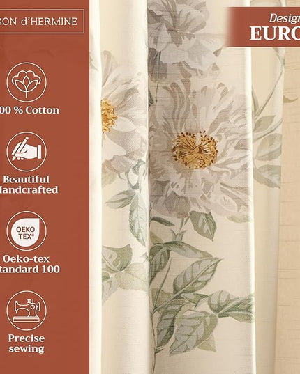 Maison d' Hermine Curtains for Living Room 100% Cotton 124 inch Length One Panel Light Filtering Curtains for Bedroom Windows with Rod and Loop Pockets Drapes (Villette Dove Grey, 50" W x 124" L)