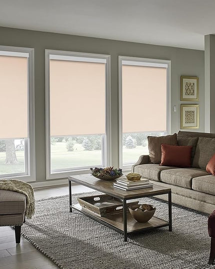 ZSHINE Motorized Blackout Window Blinds Customize Width (23-95 Inches) Remote Control Wireless and Rechargeable Roller Shades Blinds for Windows, Home, Office, Hotel, Club, Restaurant(82010T)