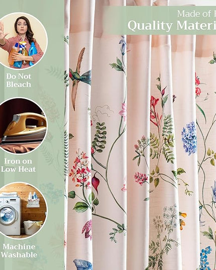 Maison d' Hermine Curtains for Living Room 100% Cotton 84 inch Length Two Panels Light Filtering Curtains for Bedroom Windows with Rod and Loop Pockets Drapes (Neo Ipomee Multicolor, 50" W x 84" L)