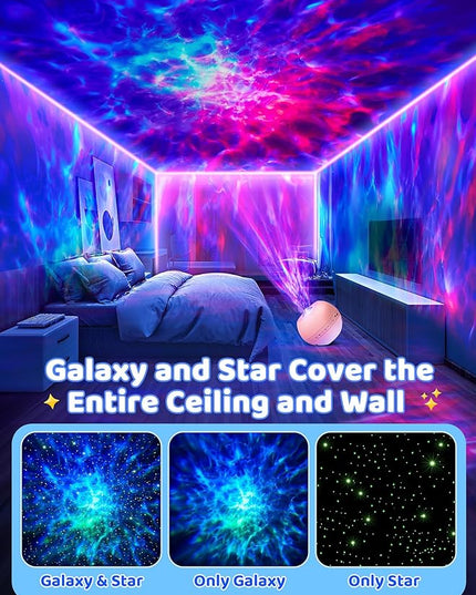 Galaxy Projector for Bedroom, 15 Colors Star Projector Galaxy Light Projector for Bedroom Night Light Projector,15 White Noises Bluetooth Star Lights for Ceiling Projector
