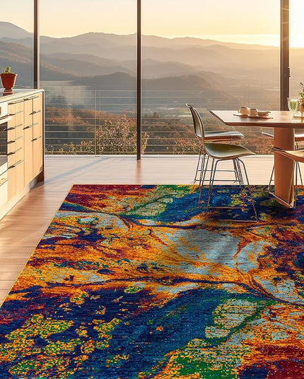 Rugs.com Calypso Collection Rug – 10 Ft Square Multi Medium-Pile Rug Perfect for Living Rooms, Kitchens, Entryways