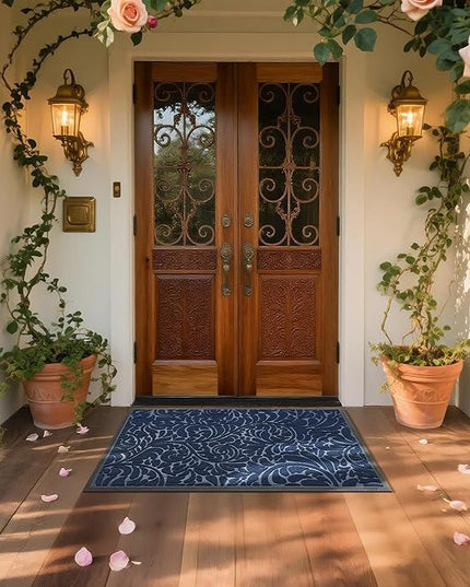 Yimobra Large Door Mat Outside Entrance 47x32, Waterproof Sturdy Outdoor Mats for Front Door, Heavy Duty Non-Slip Doormat for Garage Patio Entryway Indoor, Easy Clean, Blue