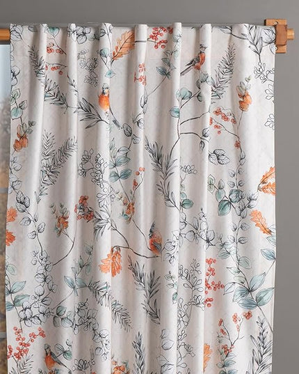 Maison d' Hermine Curtains for Living Room 100% Cotton 108 inch Length One Panel Light Filtering Curtains for Bedroom Windows with Rod and Loop Pockets Drapes (Whitish Shabby Chique, 50" W x 108" L)