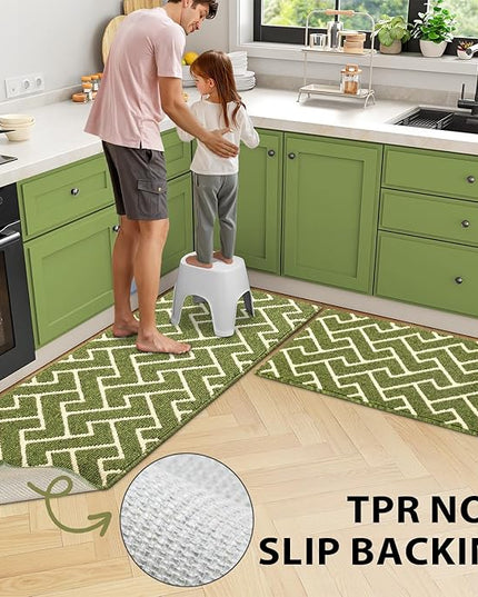 hicorfe Indoor Doormat,Front Back Door Mat Rubber Backing Non Slip Door Mats 20"x59" Absorbent Resist Dirt Entrance Doormat Inside Floor Mats for Entryway Washable Low-Profile(Sage Green)