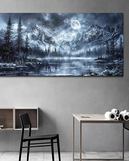FUHAIHUA Canvas Wall Art For Living Room Wall Decor For Office Bedroom Decorations Black And White Wall Paintings Forest Landscape Pictures Hotel Artwork Posters Home Decor Ready to Hang 20X40 In