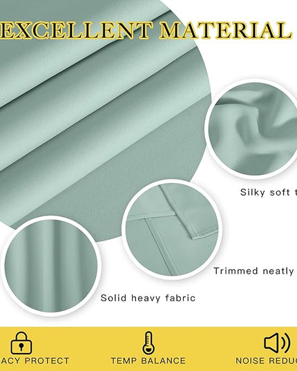 NICETOWN Window Treatment Sliding Door Curtain - Thermal Insulated Width Solid Blackout Patio Glass Door Drape, Extra Wide Draperies (Seafoam Green, 100 inches Wide x 84 inches Long)