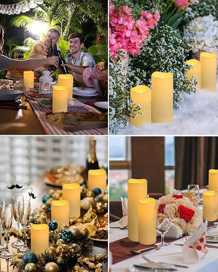 Set of 24 Waterproof Outdoor Flameless Candles, LED Candles with 4 Remote and Timer,(H 4" 5" 6" x D 2.2"),for Christmas,Halloween,Wedding,Festival